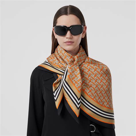 burberry monogram silk scarf|Burberry reversible check silk scarf.